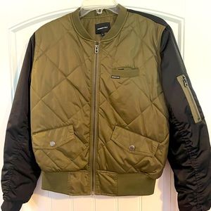 Members Only size L khaki green & black bomber jacket